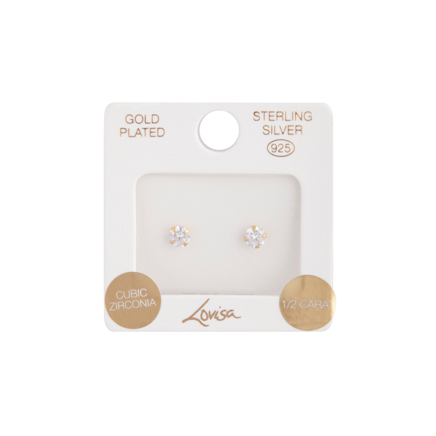 PLATED SG 1/2CARAT CZ STUD ER