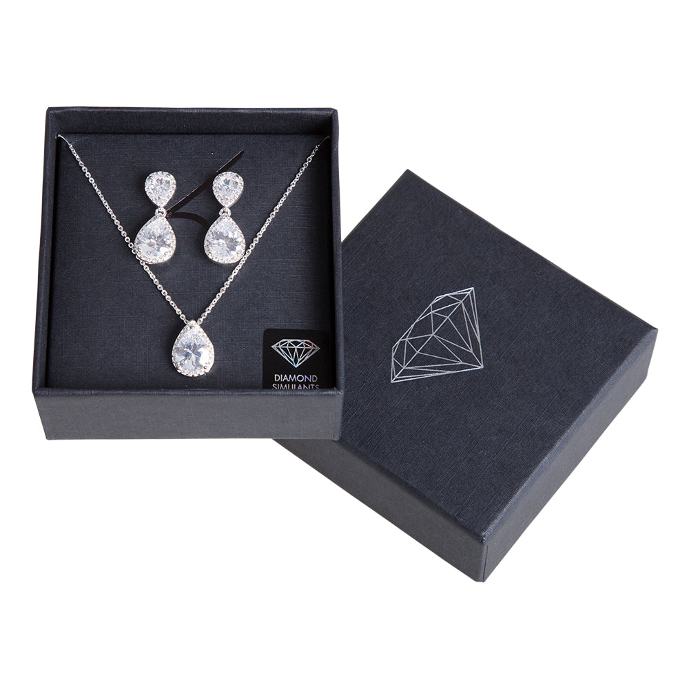 TEARDROP CRYSTAL EARRING AND NECKLACE SET