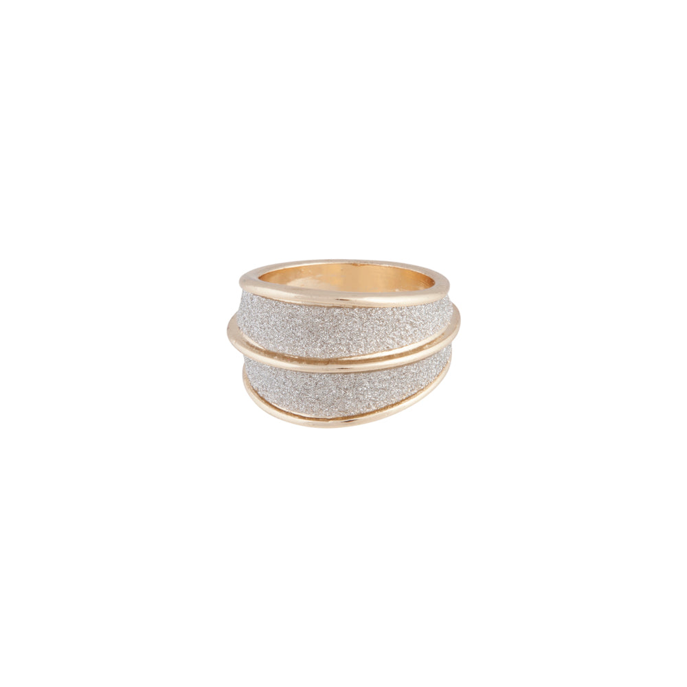 SILVER GLITTER PAPER DOUBLE ROW WITH GOLD TRIM RING