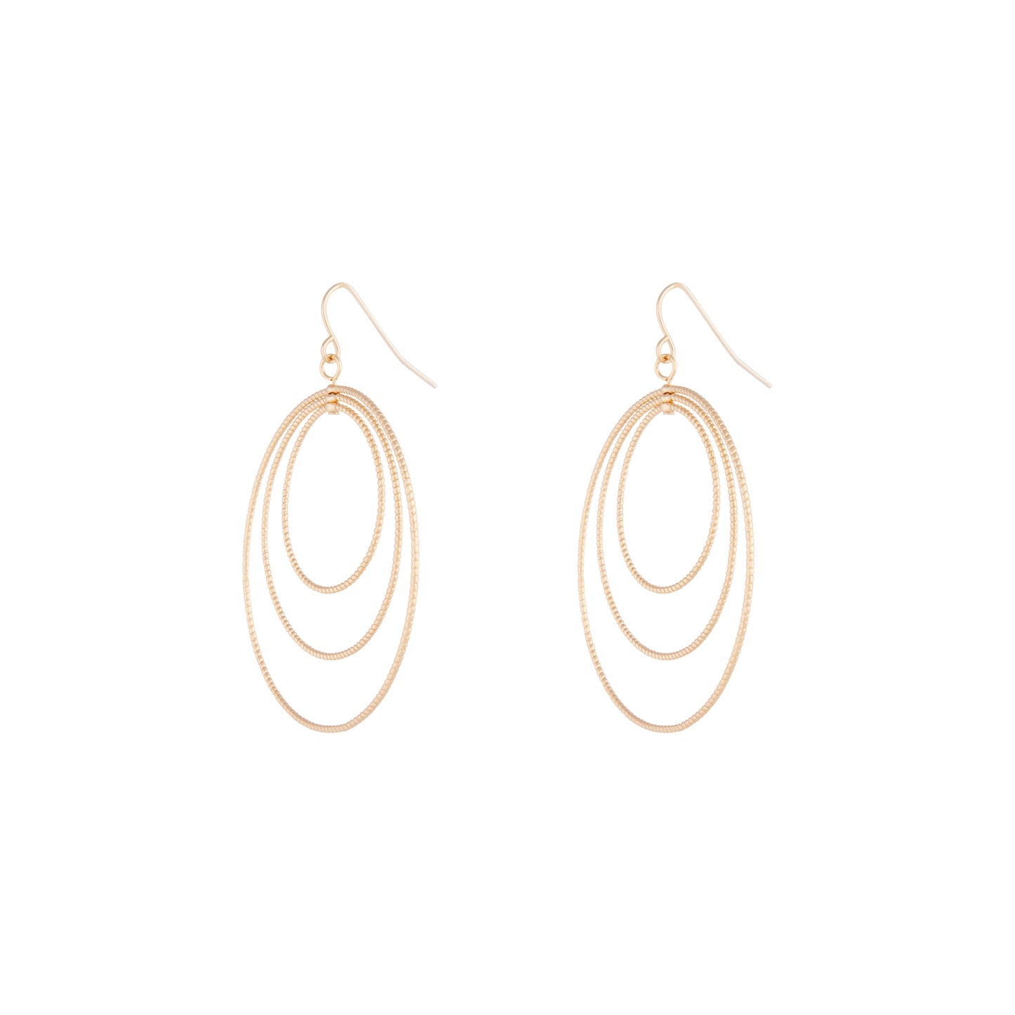 GOLD MULTI DIA CUT HOOP DROP EARRING