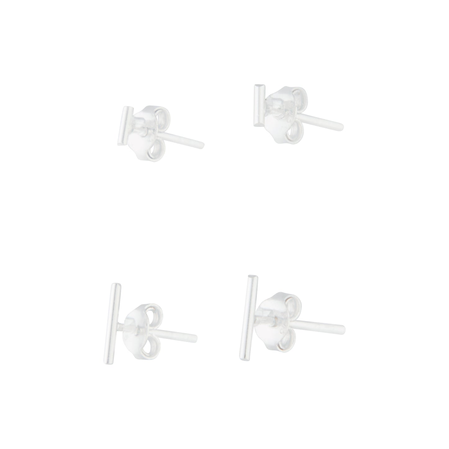 FINE STERLING SILVER BAR STUD EARRING 2 PACK