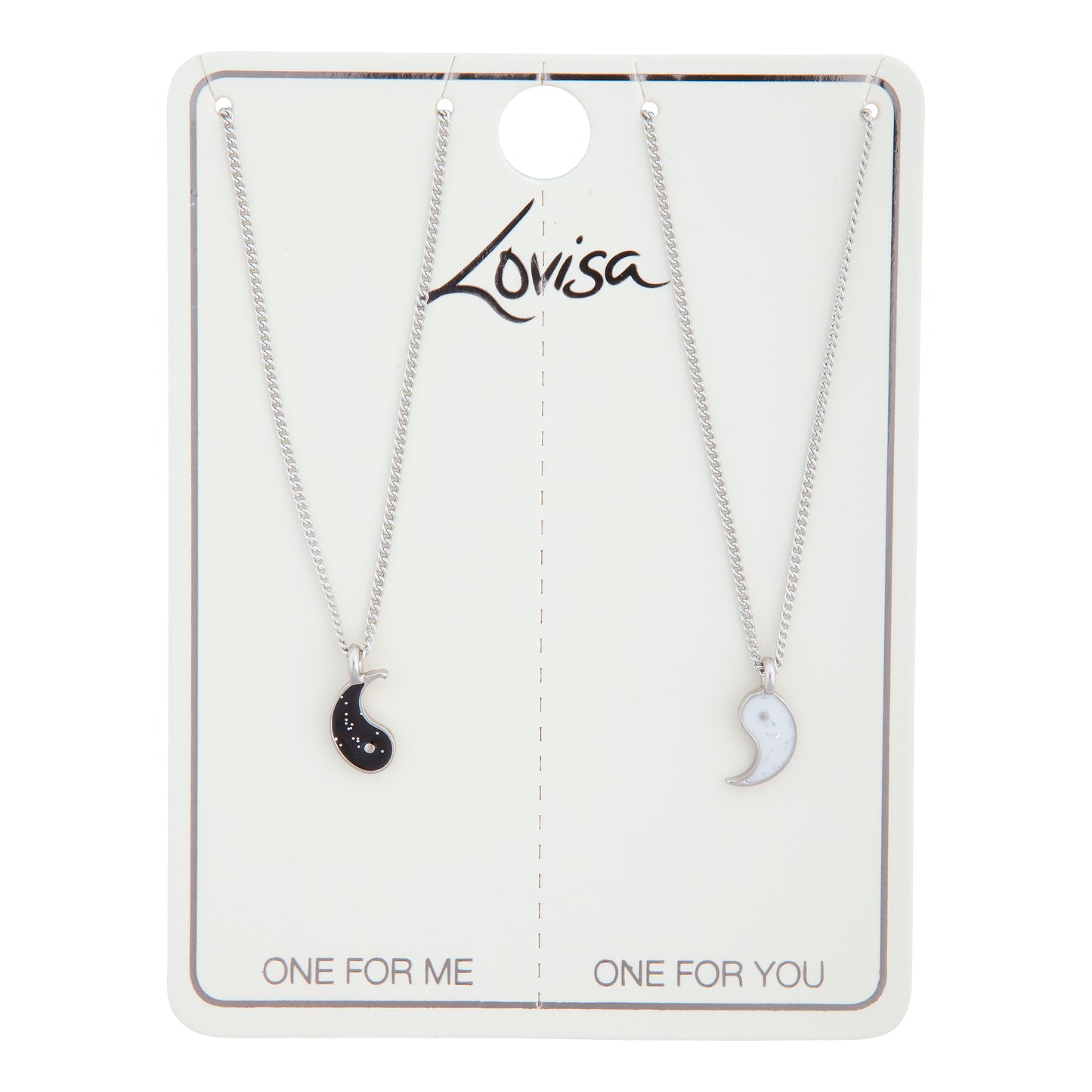 YIN TO MY YANG TEAR AND SHARE NECKLACE SET IN SILVER