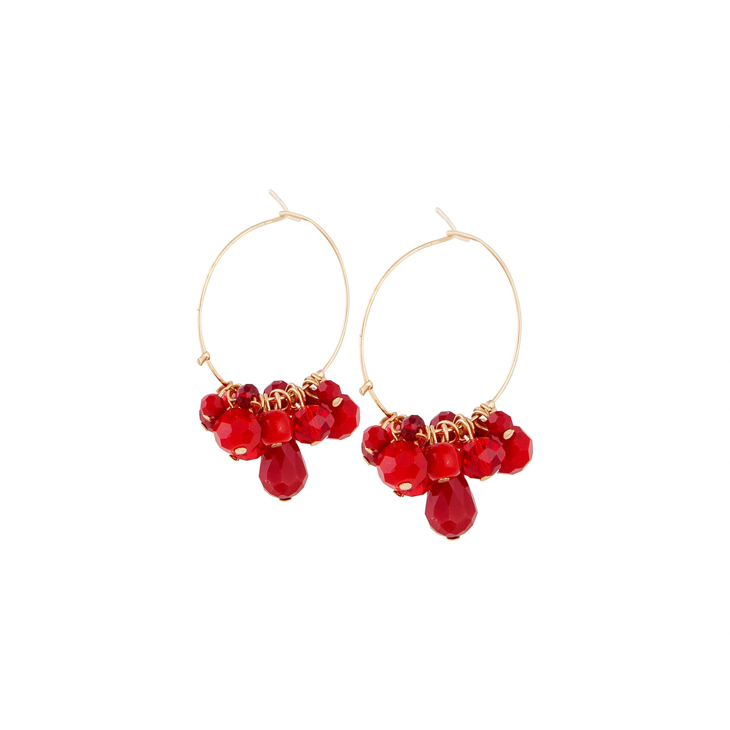 RED SG FACET BEAD CHARM HOOP