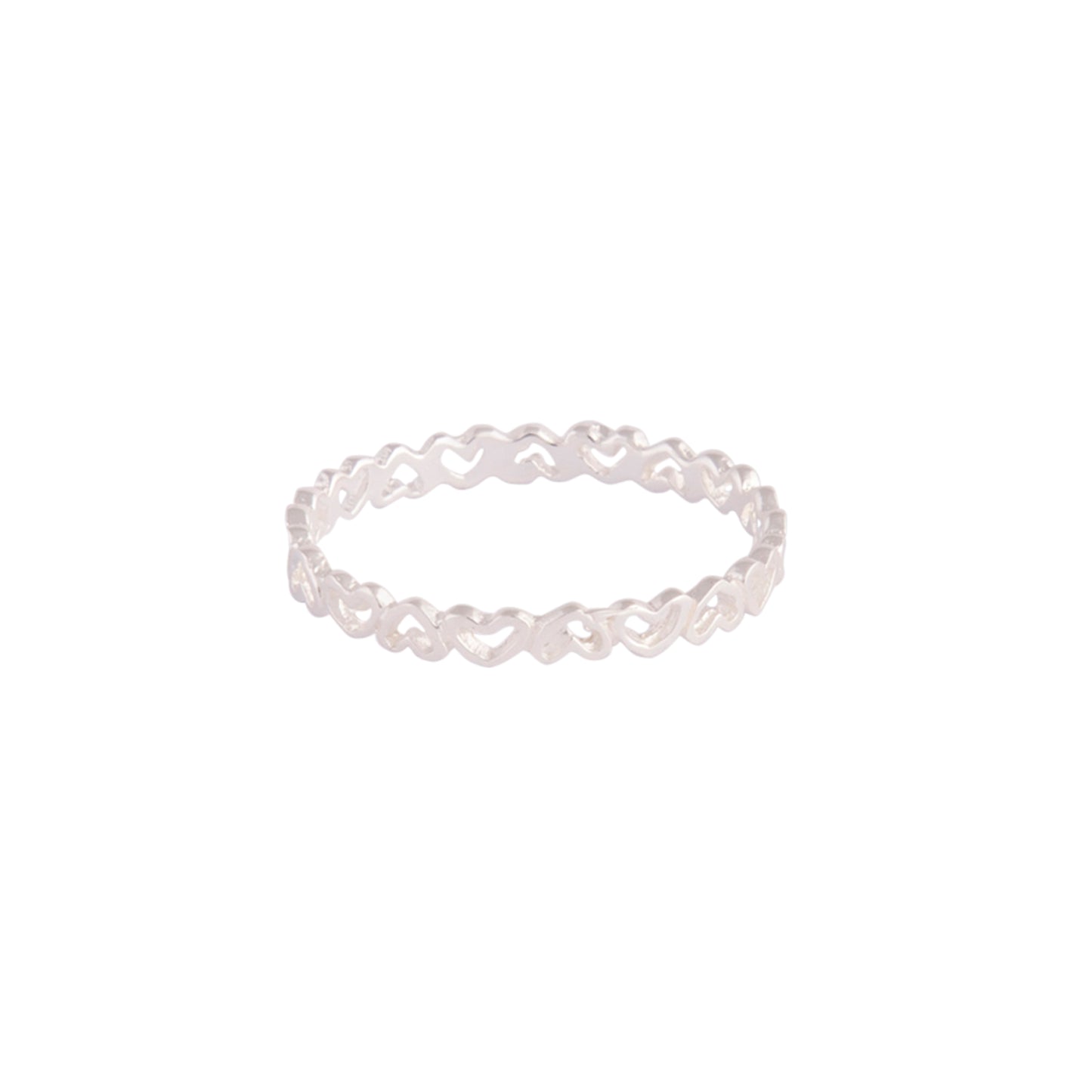 STERLING SILVER CUT OUT LINKING HEARTS BAND