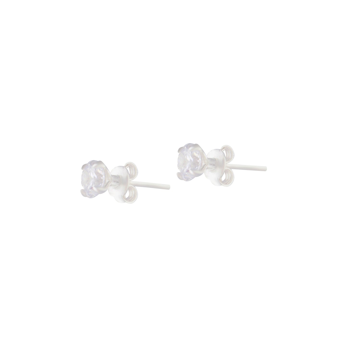 5MM 1/2 CARAT CUBIC ZIRCONIA STUD ON STERLING SILVER POST