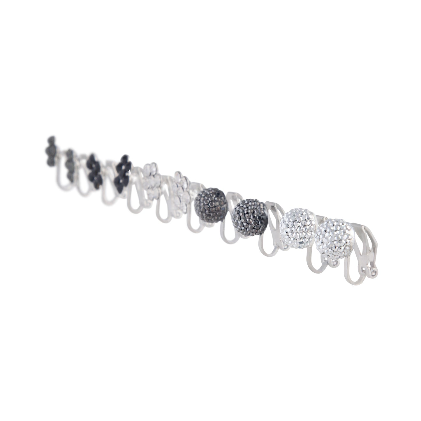 MIXED METAL FIREBALL AND FLOWER CLIP ON EARRING 5PACK
