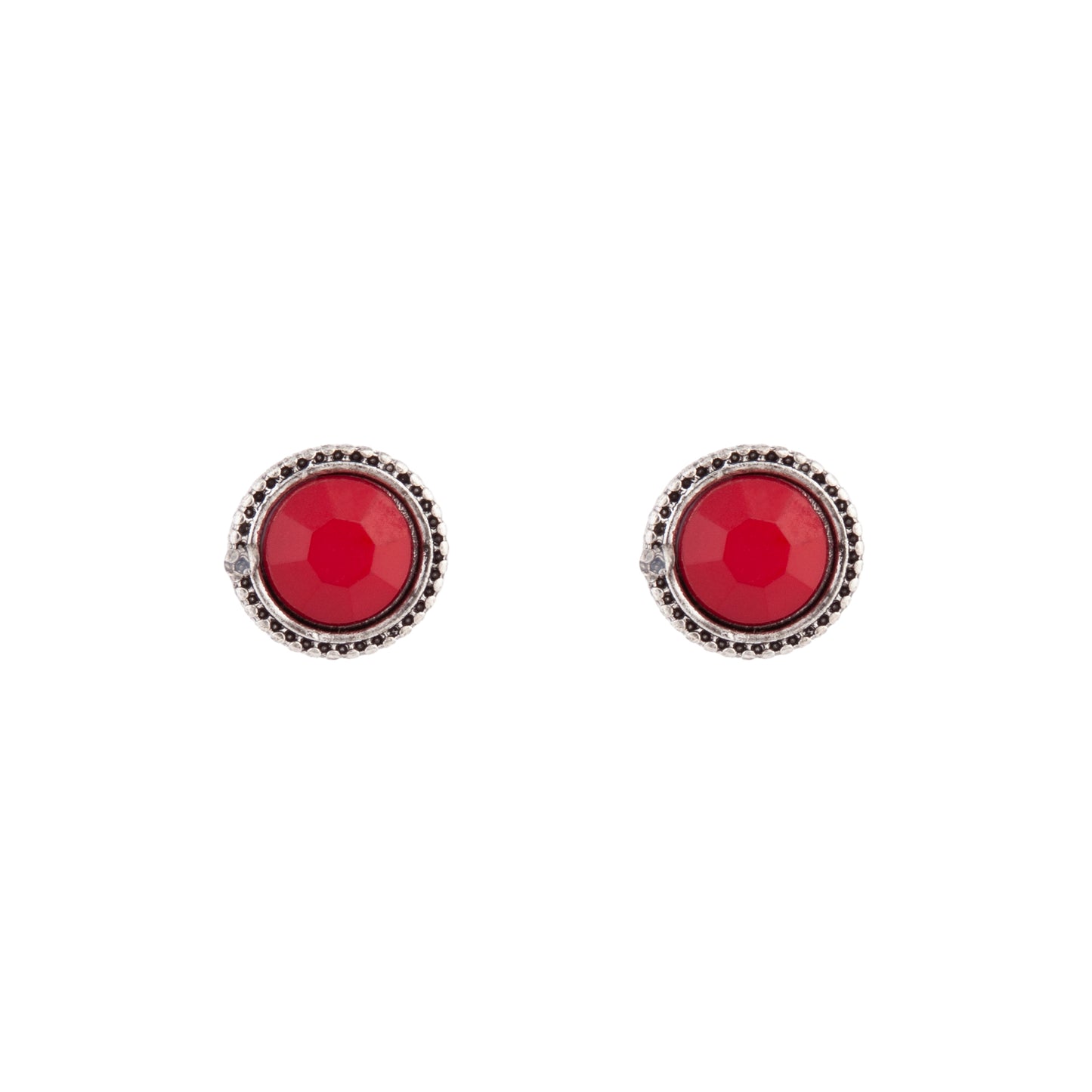 8STD RED ROUND FACET STUD ER