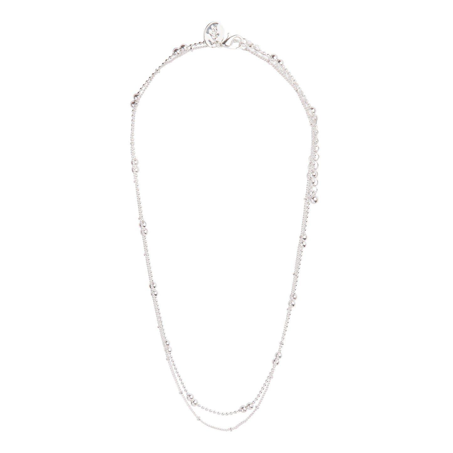 SILVER DOUBLE ROW FINE STATION CHAIN NECKLACE