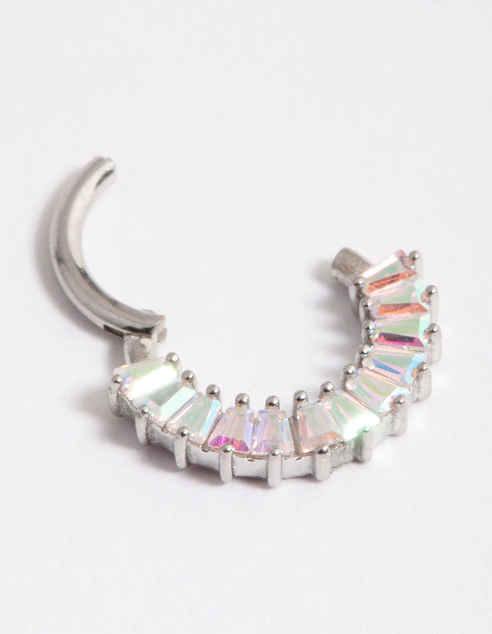 Surgical Steel Baguette Stone Clicker Ring