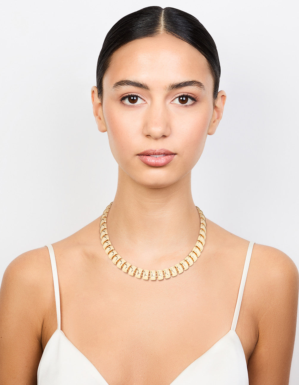 Gold Plated Textured Rectangle Necklace