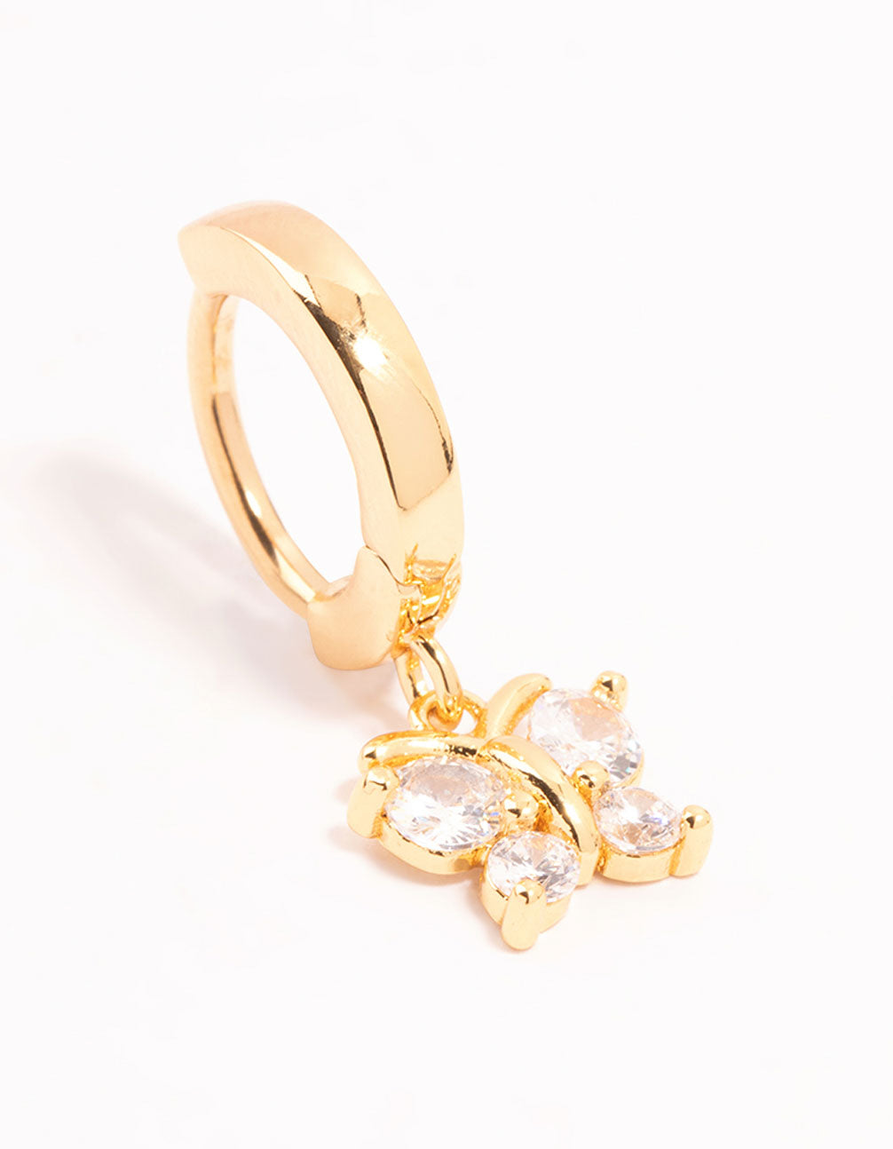 Gold Plated Surgical Steel Butterfly Drop Clicker Belly Bar