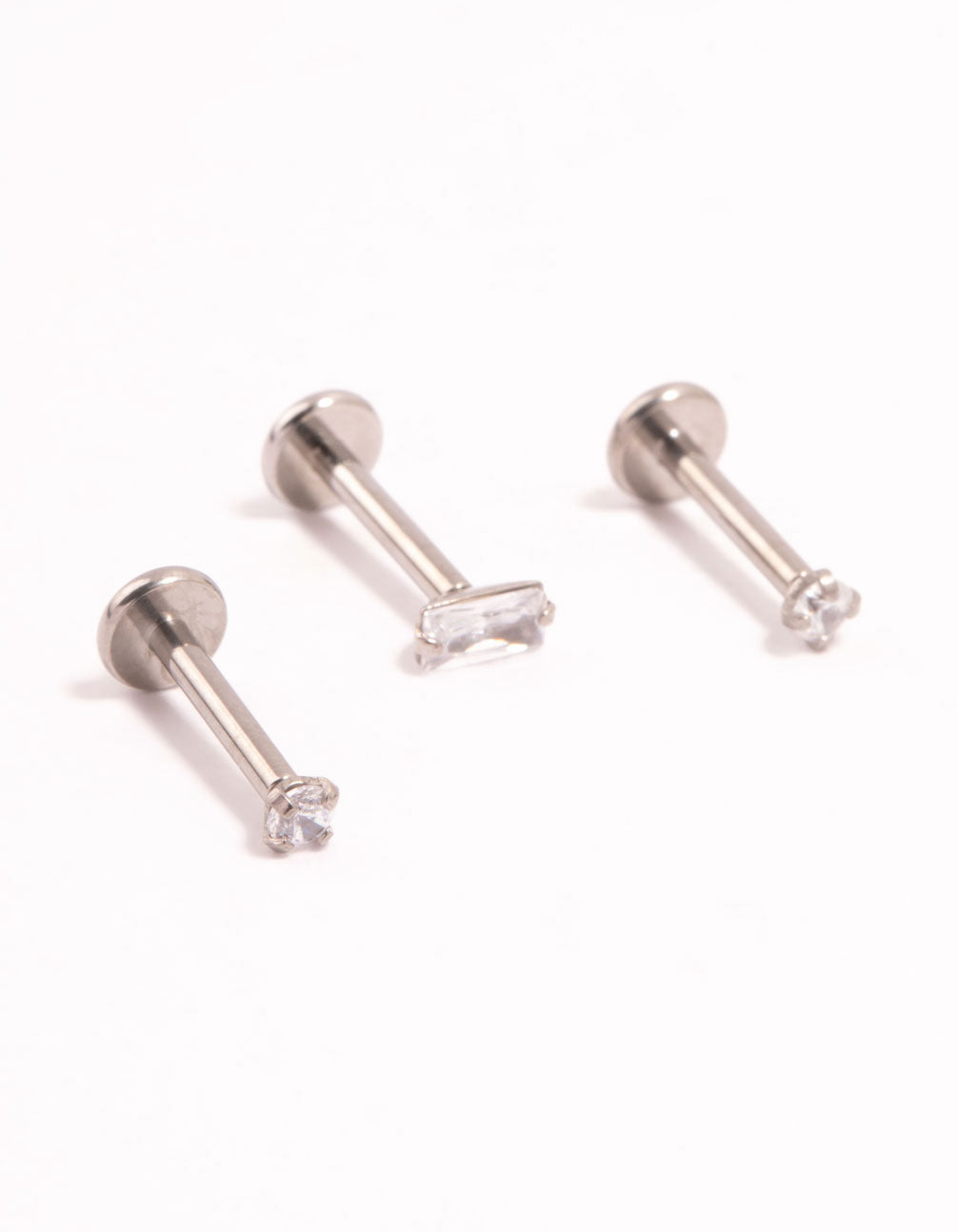 Titanium Baguette Cubic Zirconia Flat Backs 3-Pack