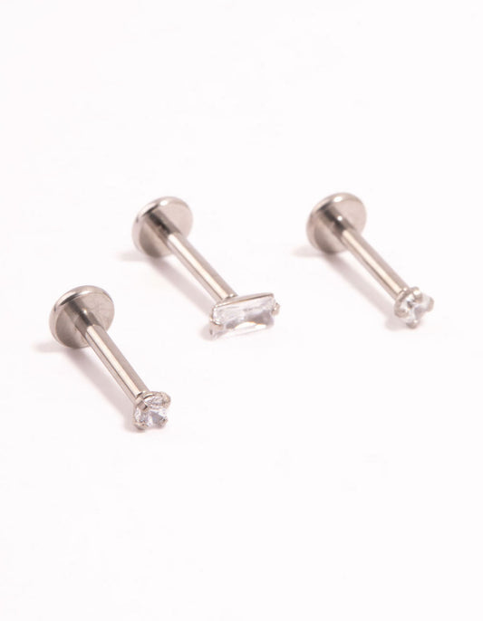 Titanium Baguette Cubic Zirconia Flat Backs 3-Pack