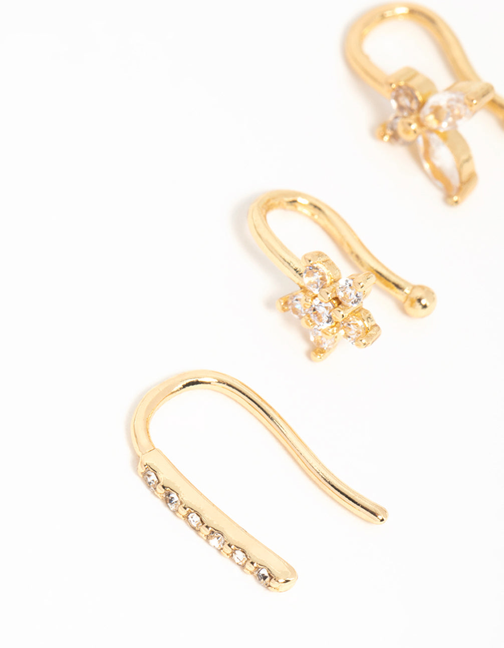Gold Plated Nature Faux Nose Studs 3-Pack
