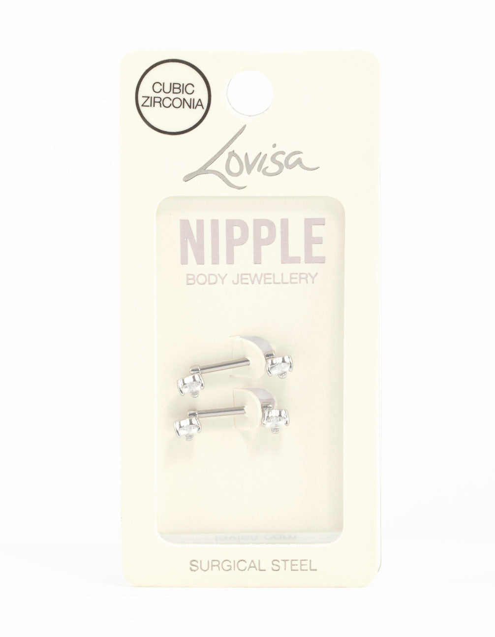 Surgical Steel Cubic Zirconia Heart Nipple Bar 2-Pack