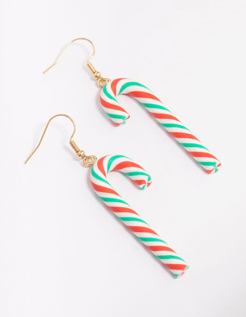 Green & Red Candy Cane Drop Earrings