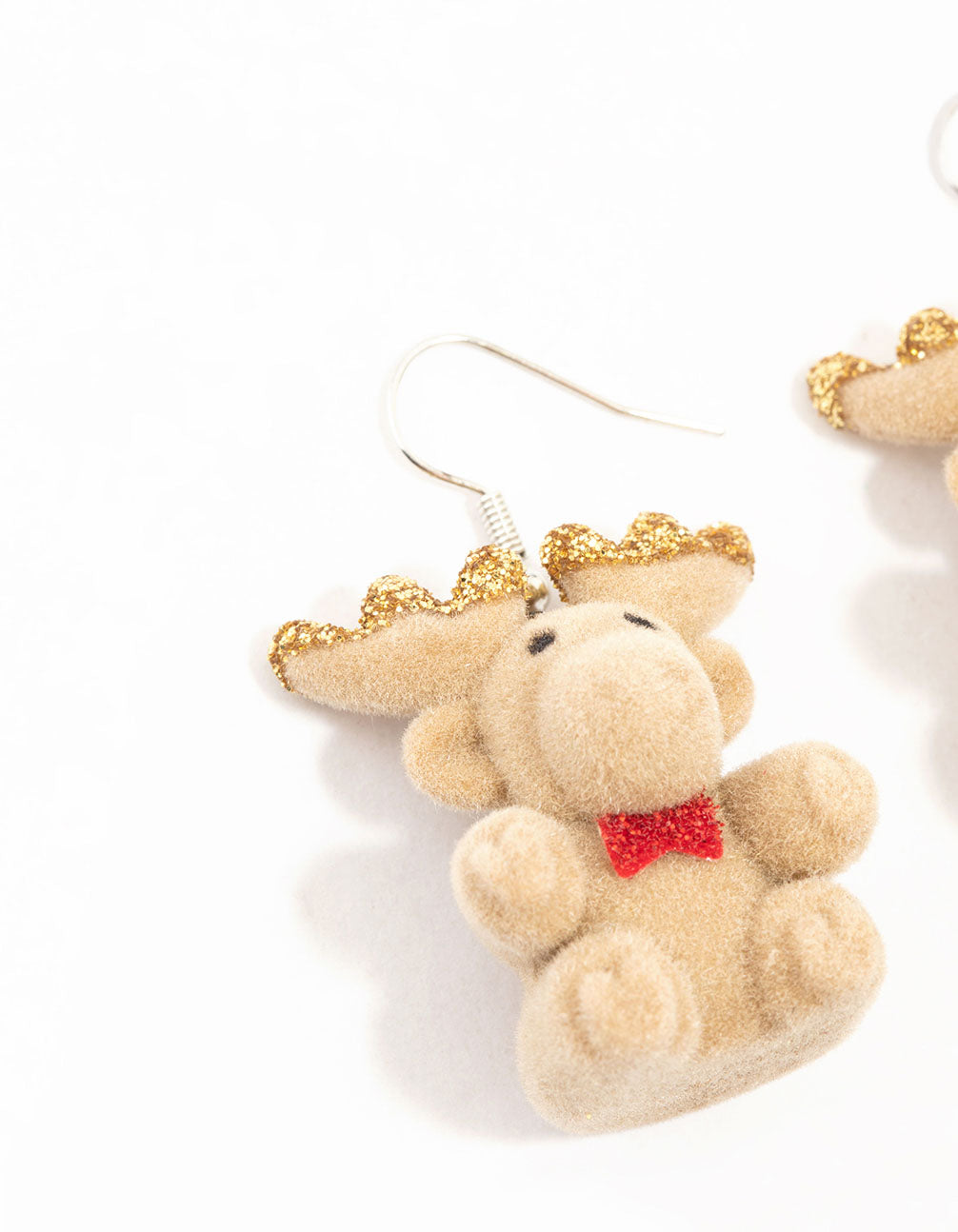 Silver Reindeer Drop Earrings
