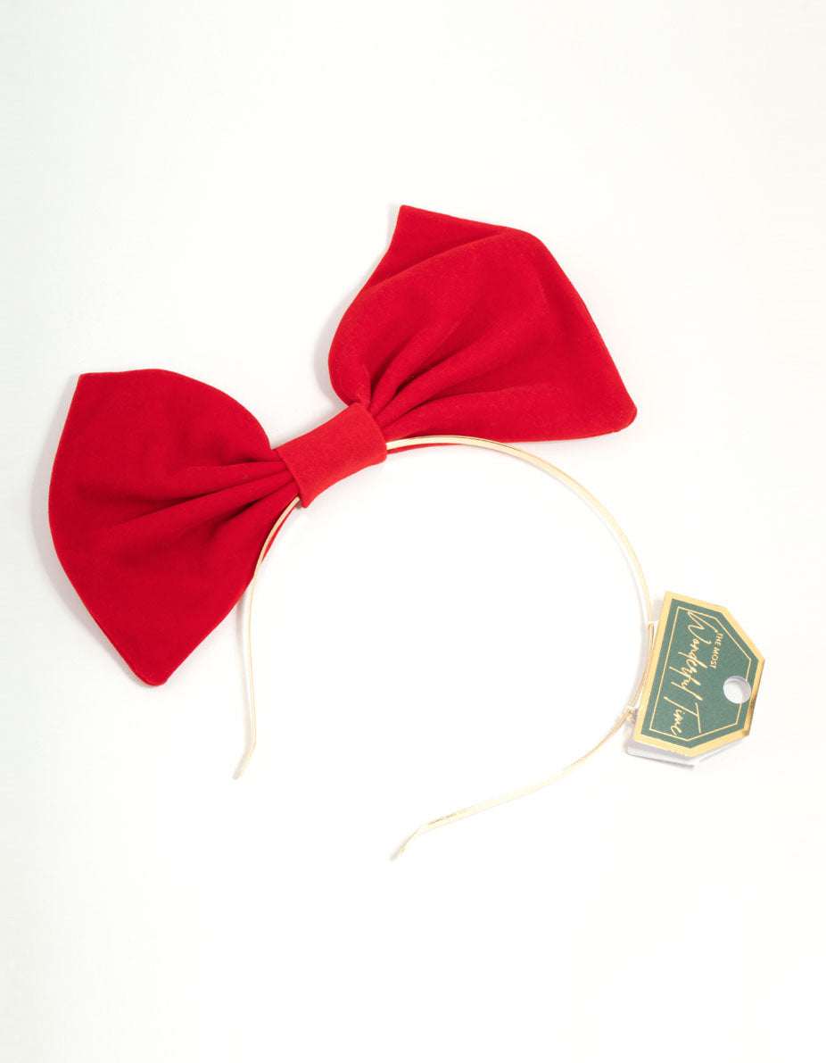Red Velvet Bow Headband