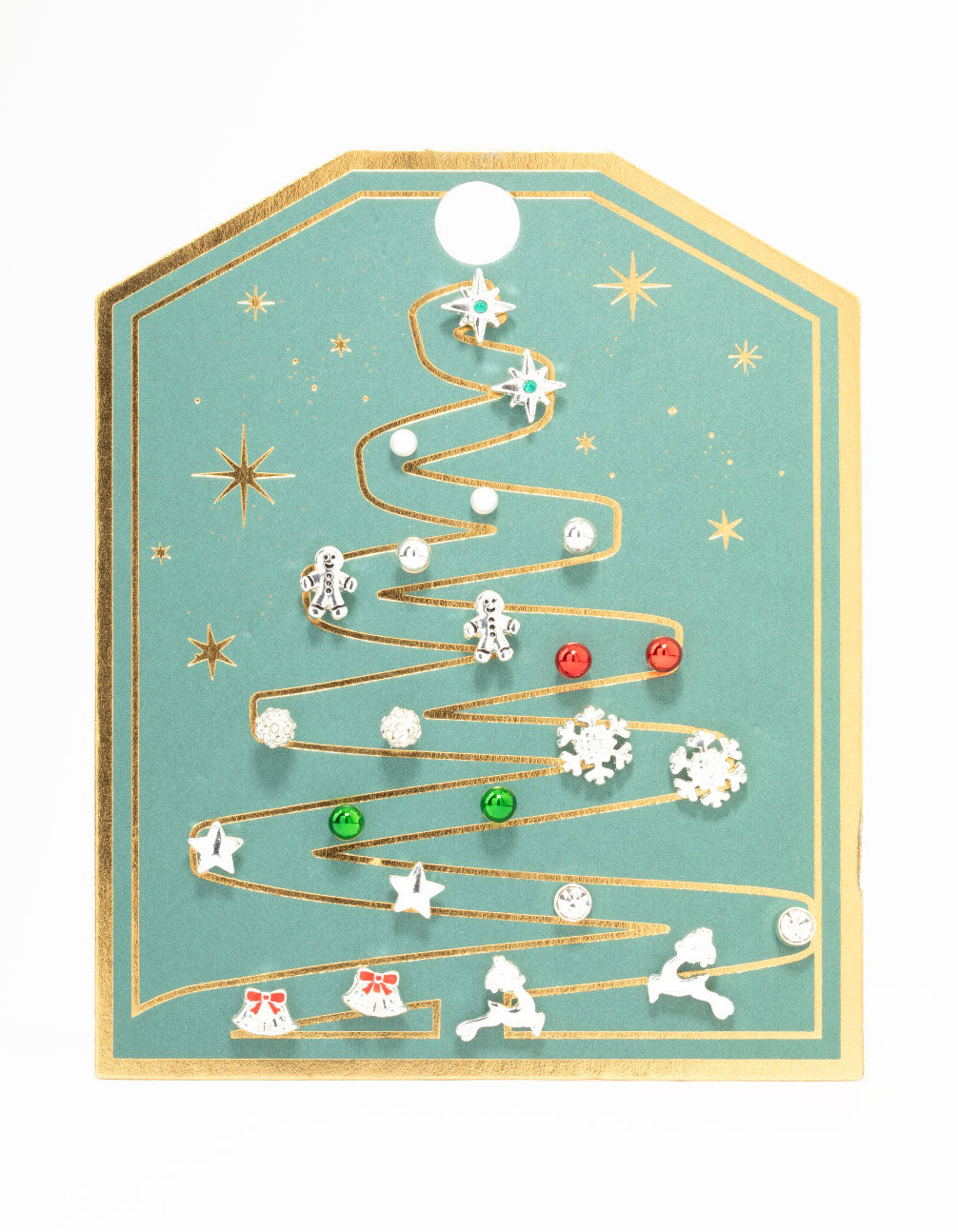 Gingerbread Man & Red Bow Stud Earrings 12-Pack