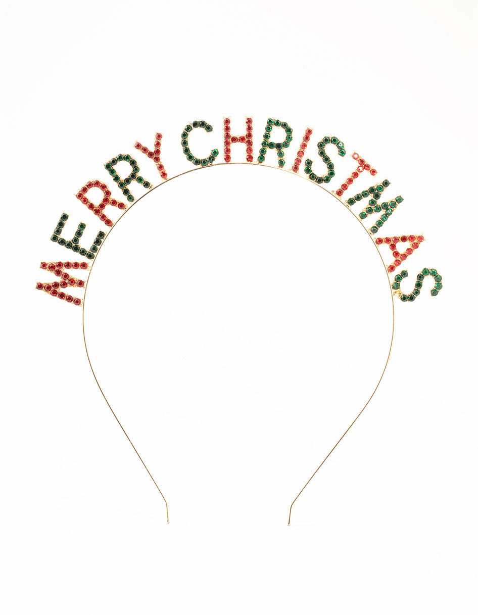 Multicoloured Diamante Merry Christmas Head Band