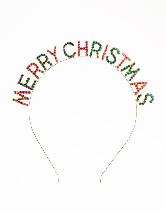 Multicoloured Diamante Merry Christmas Head Band