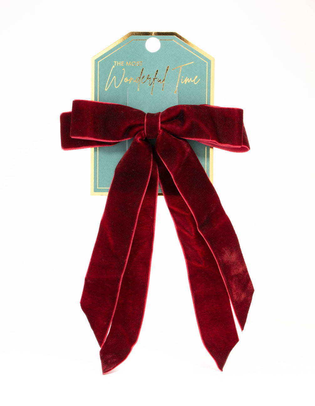 Burgundy Velvet Double Loop Bow Clip
