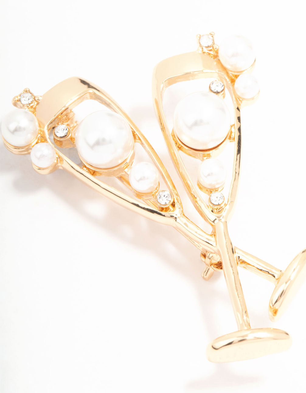 Gold Champagne Glass Brooch