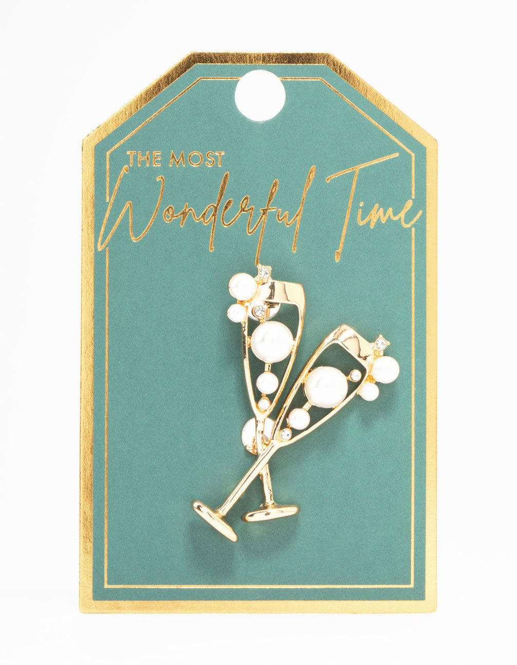 Gold Champagne Glass Brooch