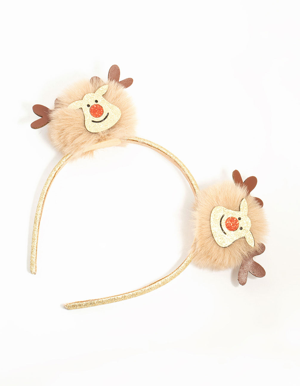 Kids Fabric Reindeer Pom Pom Headband