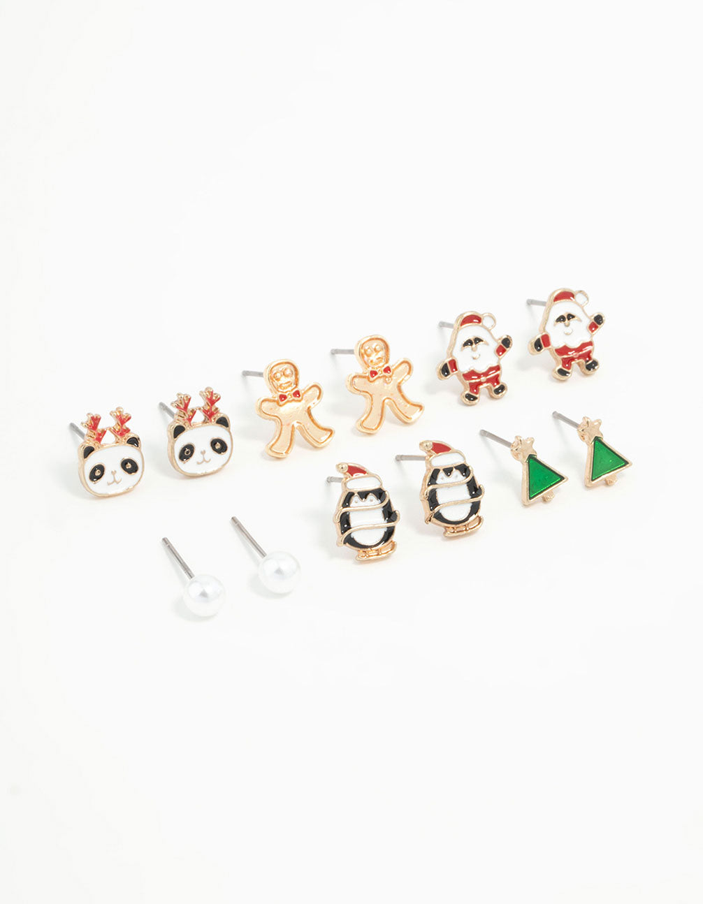 Kids Panda & Penguin Stud Earrings 6-Pack
