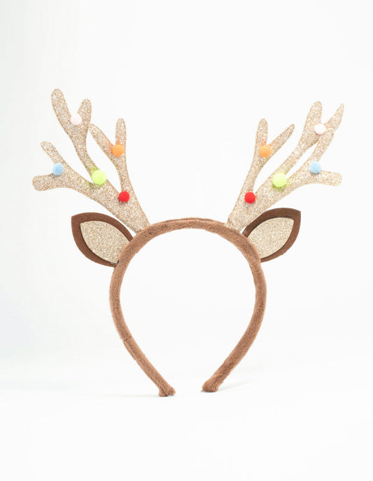 Kids Glittery Reindeer Antler Headband