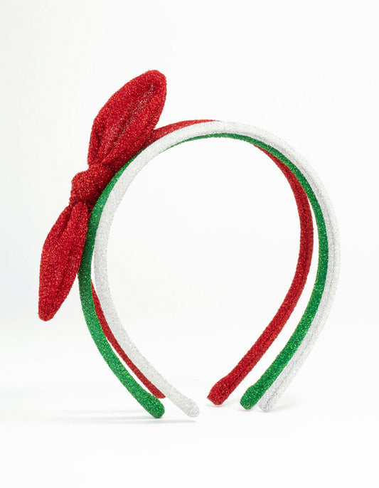 Festive Fabric Bow Headbands 3-Pack