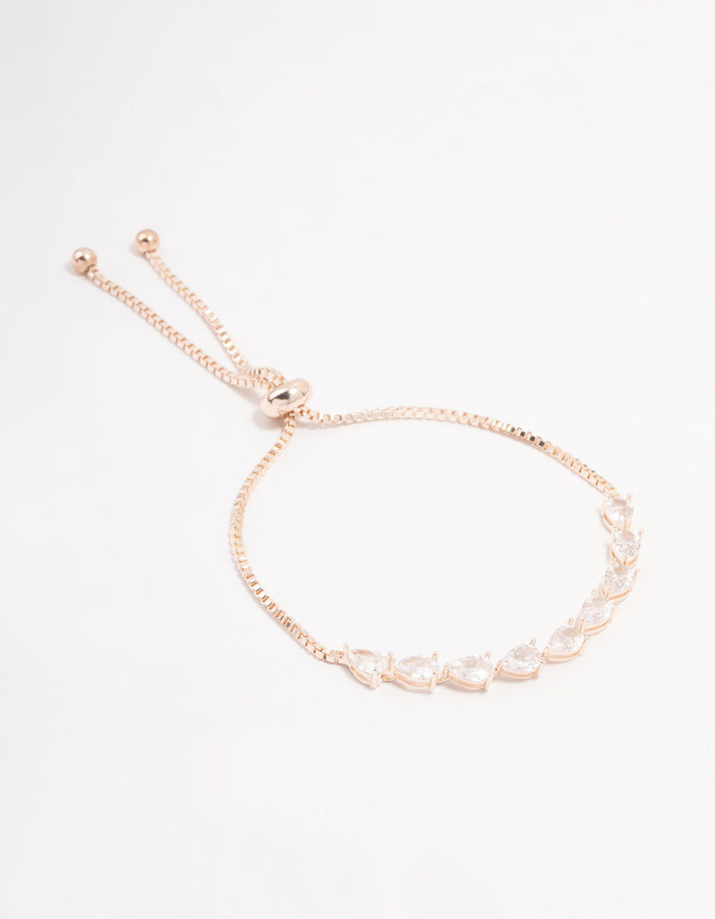 Rose Gold Pear Cubic Zirconia Toggle Bracelet
