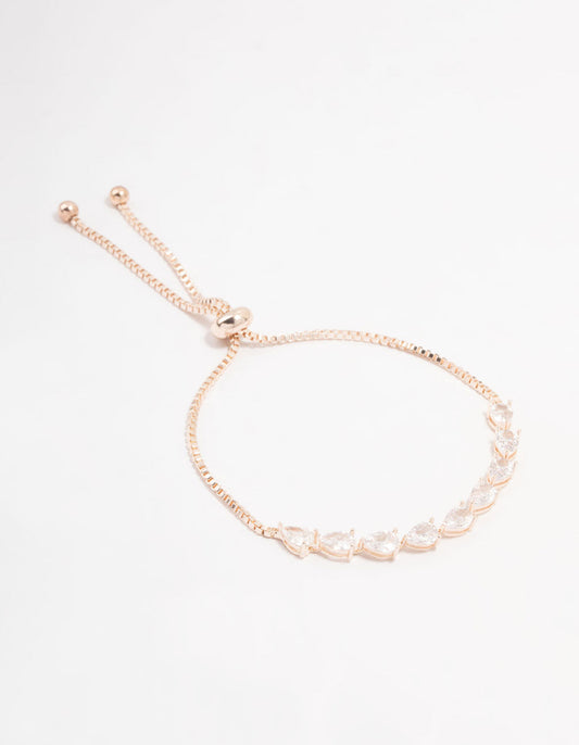 Rose Gold Pear Cubic Zirconia Toggle Bracelet