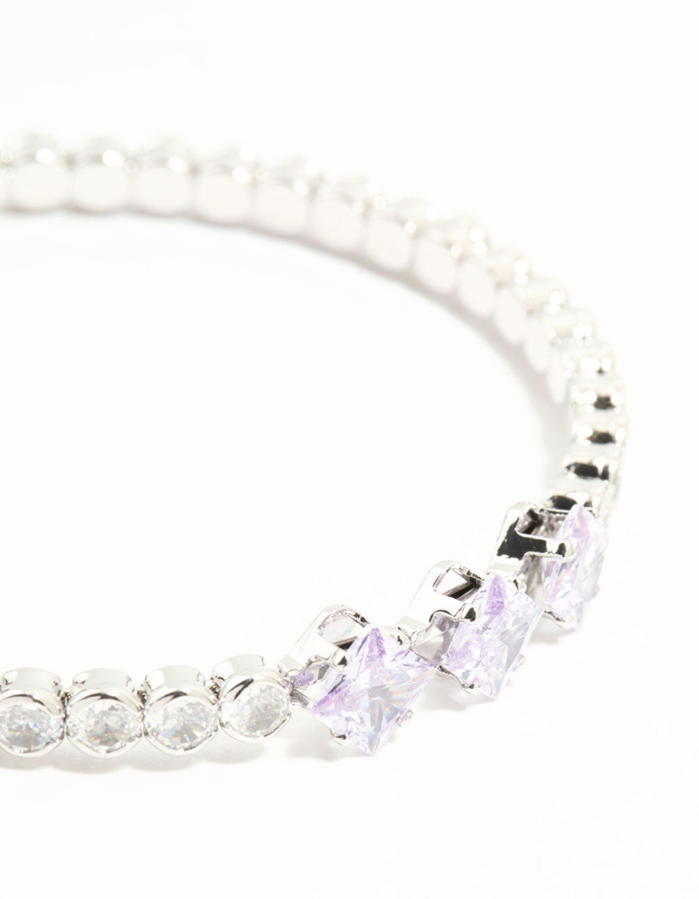 Silver Cubic Zirconia Princess Wrist Cuff