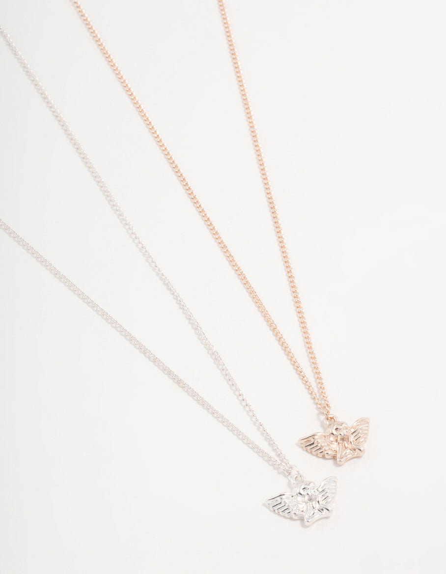 Mixed Metals Cherub Necklaces 2-Pack
