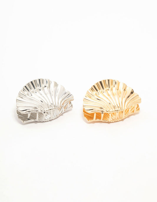 Mixed Metal Shell Claw Clips 2-Pack