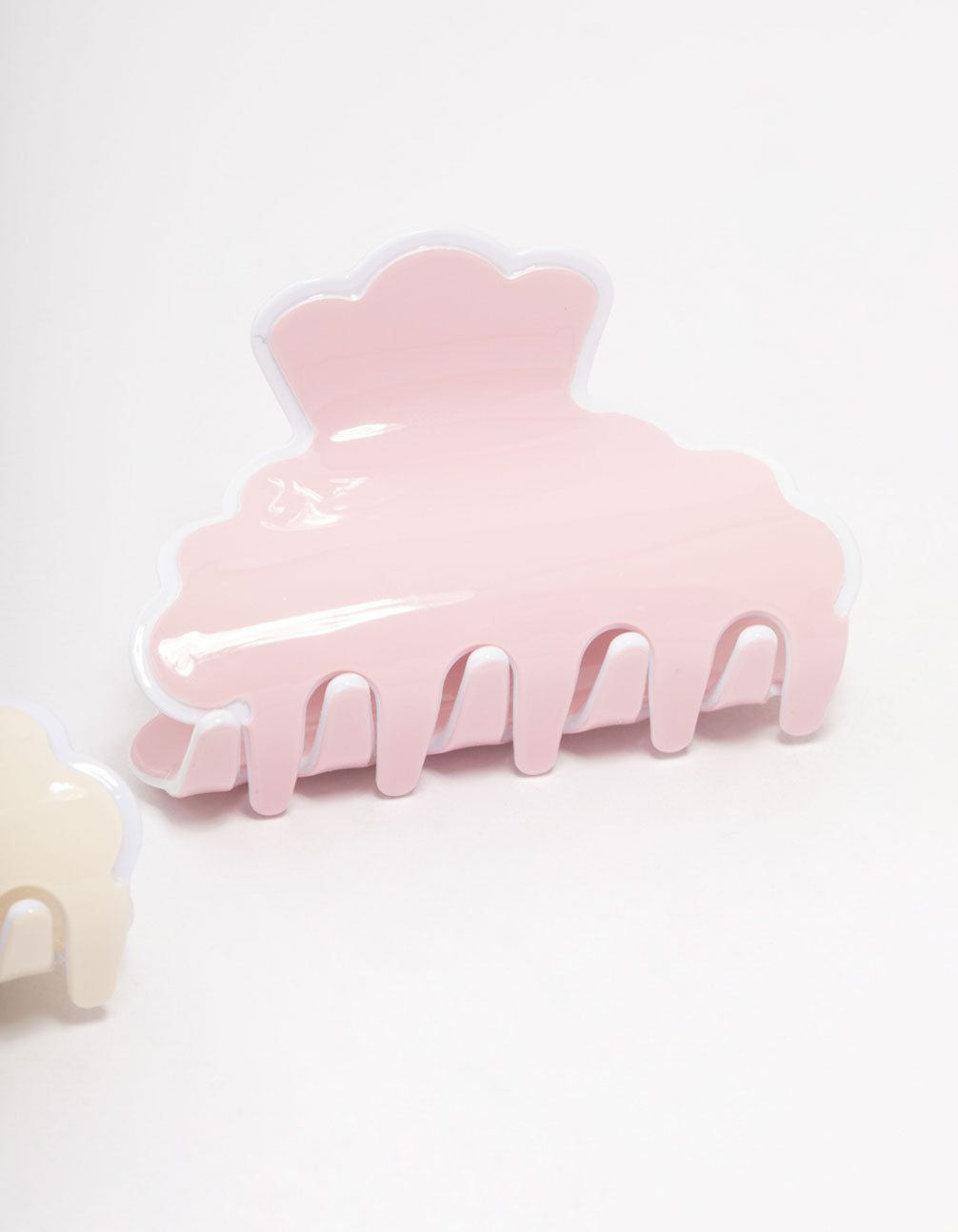 Pink & Cream Acrylic Scalloped Edge Claw Clips 2-Pack