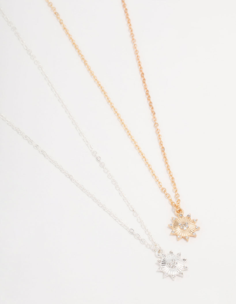 Mixed Metals Celestial Heart Necklaces 2-Pack