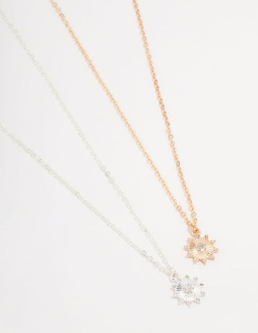 Mixed Metals Celestial Heart Necklaces 2-Pack
