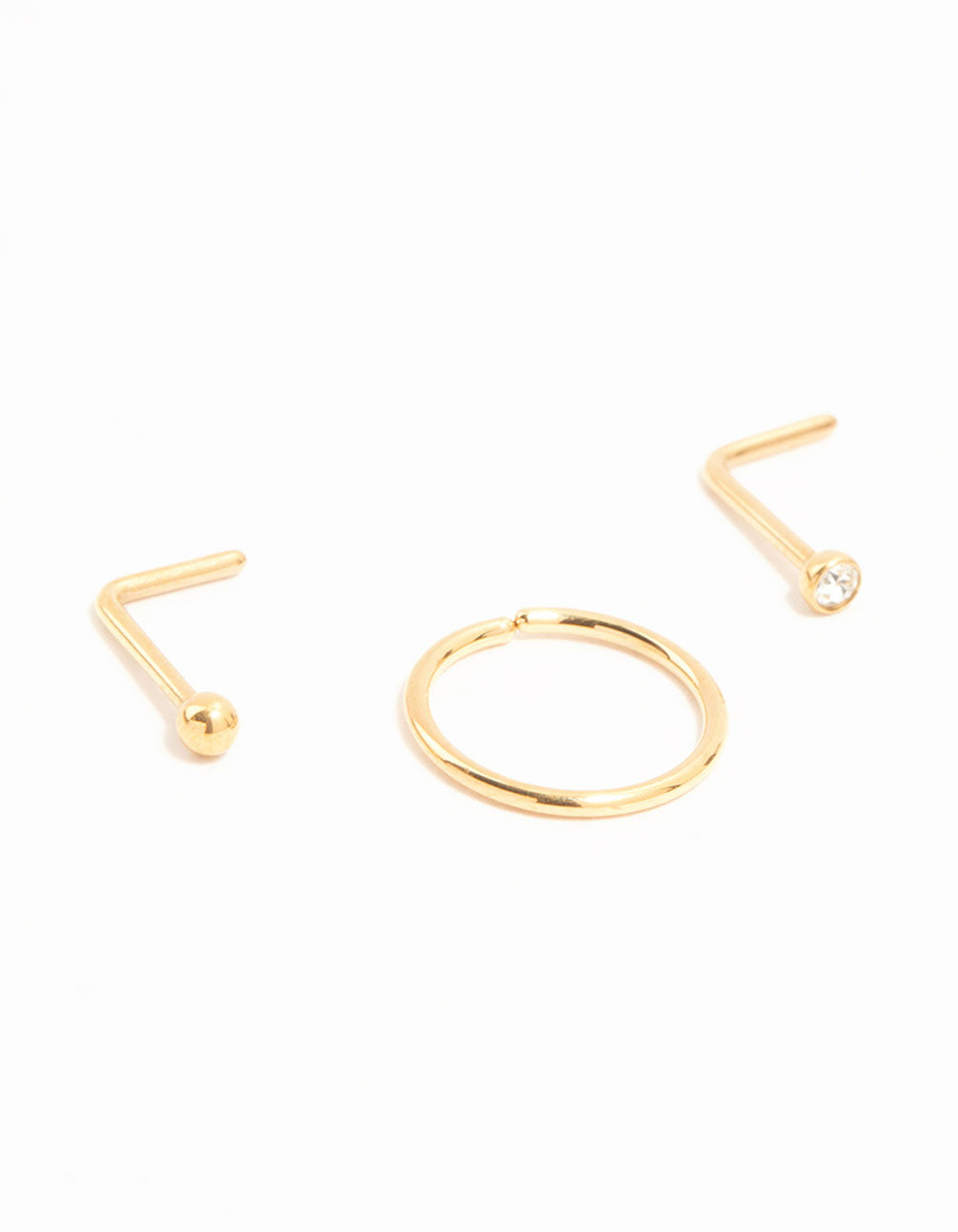 Gold Plated Titanium Cubic Zirconia Stud & Ring 3-Pack