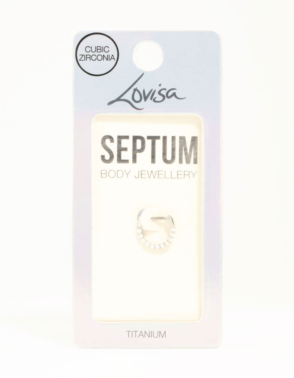 Titanium Cubic Zirconia Septum Clicker Ring