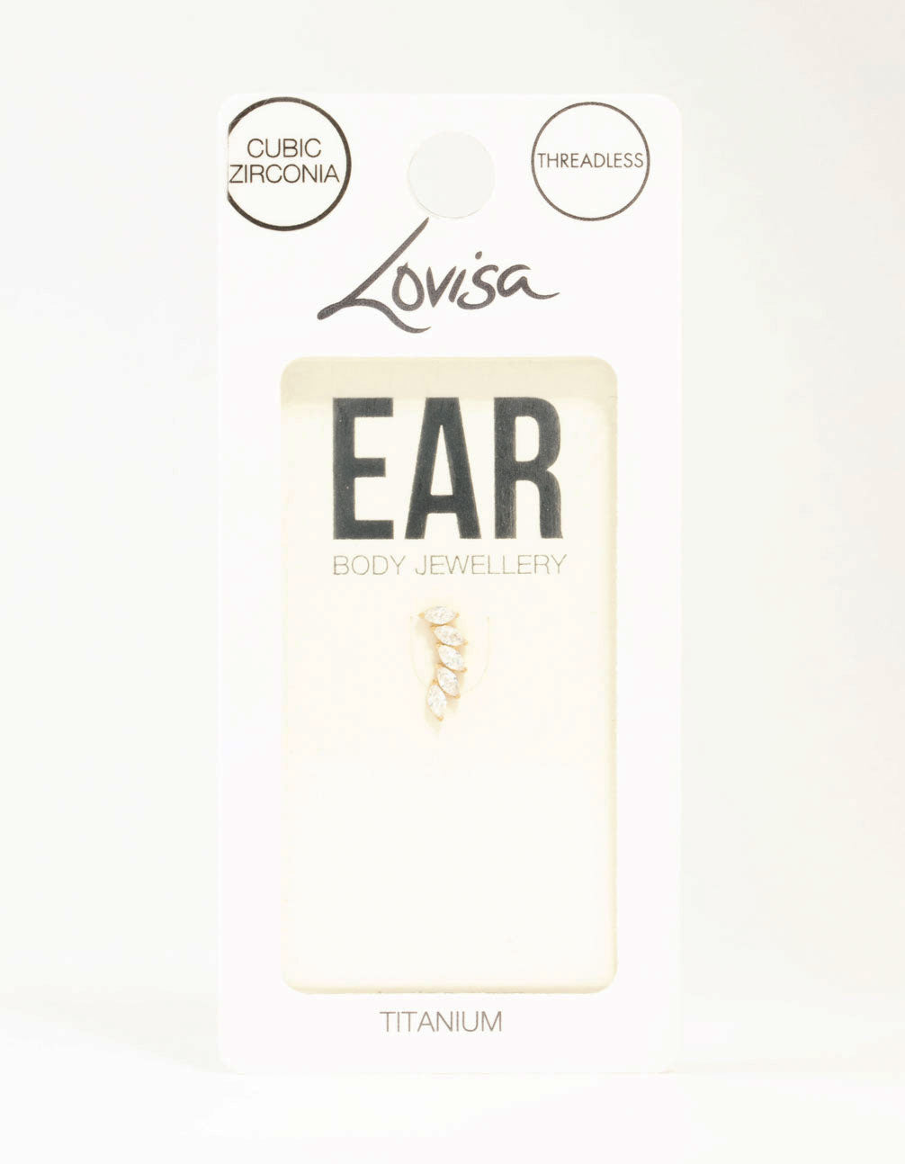 Gold Plated Titanium Cubic Zirconia Leaf Flat Back