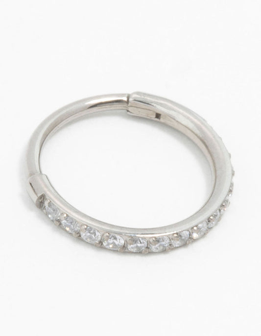 Titanium Cubic Zirconia Clicker Ring