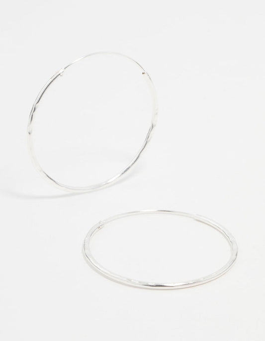 Sterling Silver Hammered Hoop Earrings