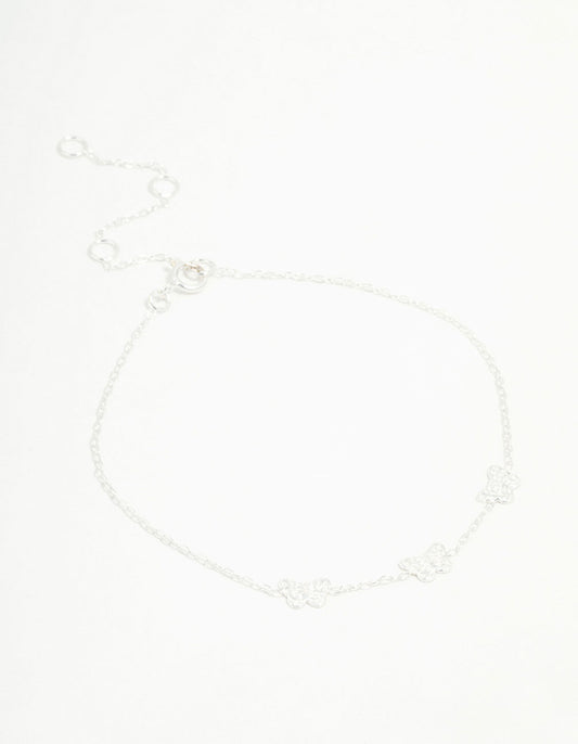 Sterling Silver Butterfly Trio Bracelet