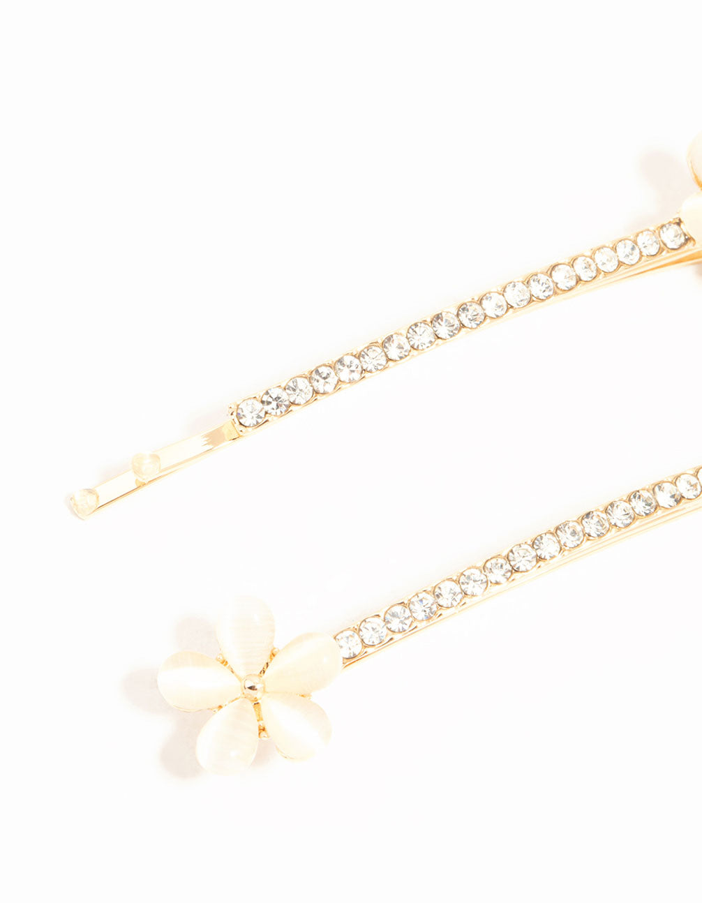 Gold Pave Diamante Flower Slides 2-Pack