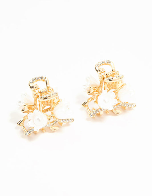 Gold Flower Mini Claw Clips 2-Pack