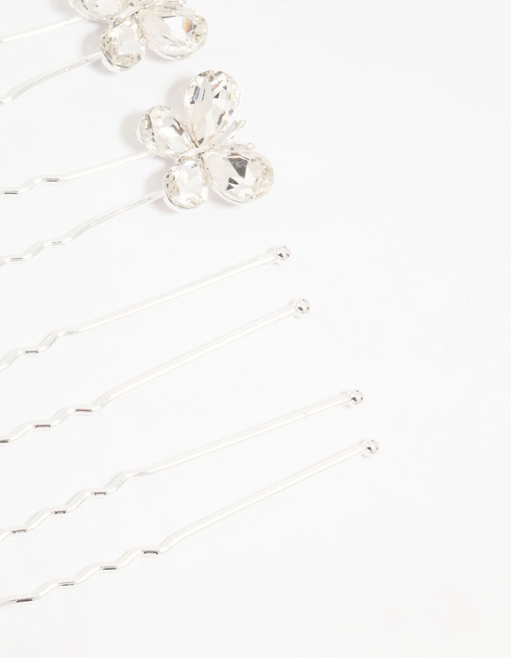 Silver Crystal Butterfly Bobby Pins 4-Pack