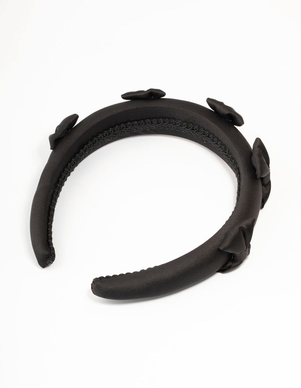 Black Fabric Puffy Small Bow Headband